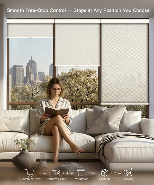 Manual Light Filtering Fireproof Roller Shade - Cordless