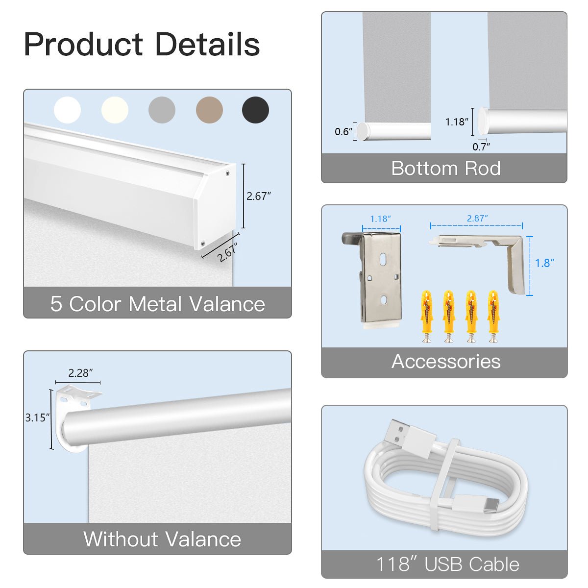 Motorized Light Filtering Roller Shades - Sheer White - Tokblind official