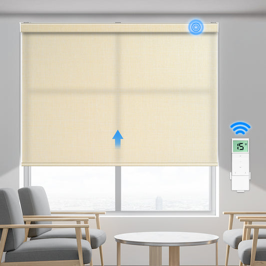 Motorized Light Filtering Roller Shade (Fabric Wrapped)