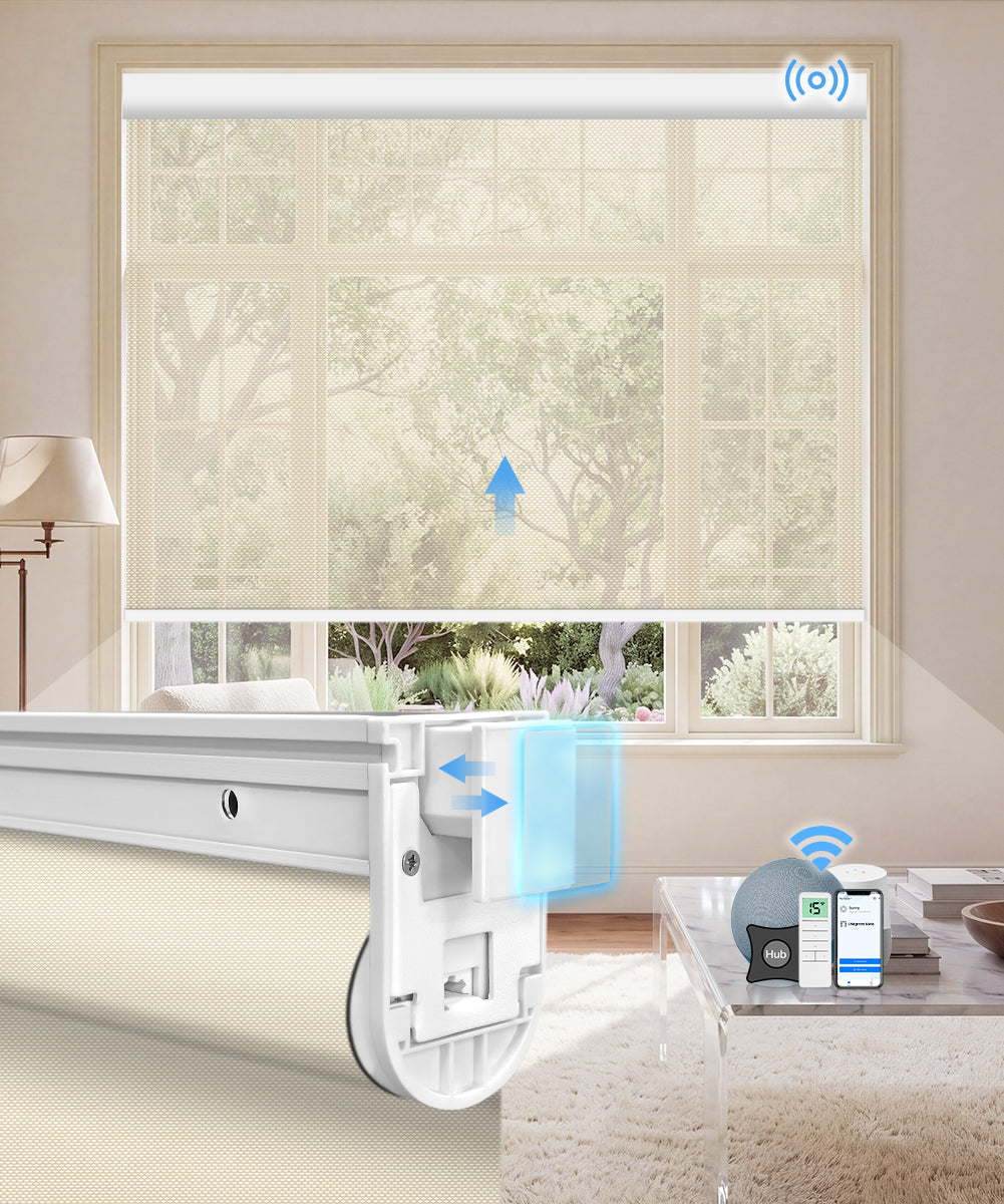 No-Drill Motorized Light Filtering Fireproof Roller Shades
