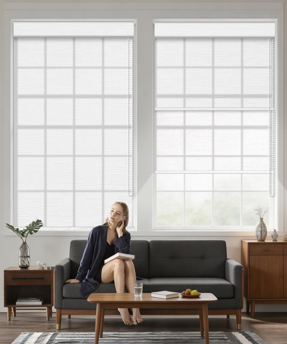 Manual Corded Dual Roller Shades, Light Filtering & Sheer