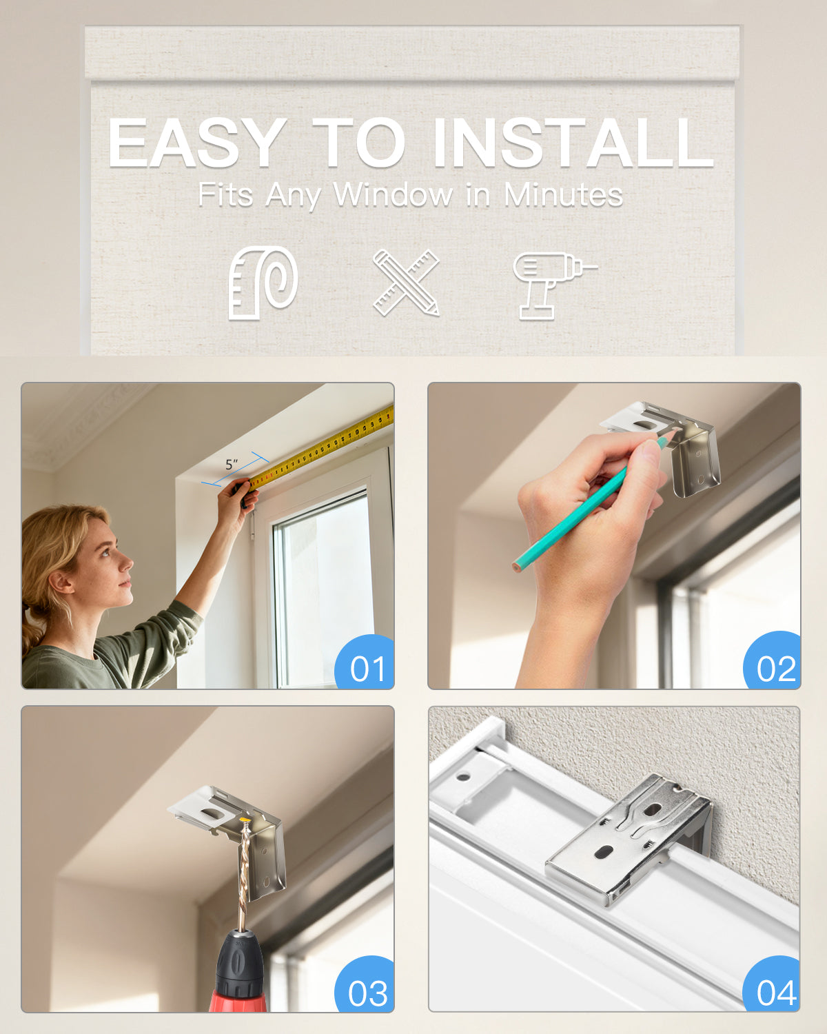 Manual Cordless Dual Roller Shades, Blackout & Light Filtering