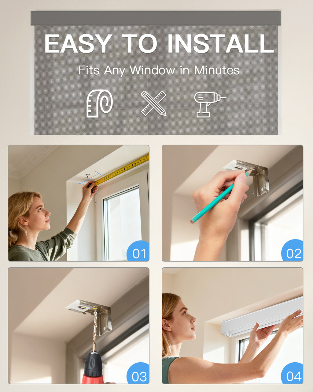 Motorised Light Filtering Fireproof Roller Blinds