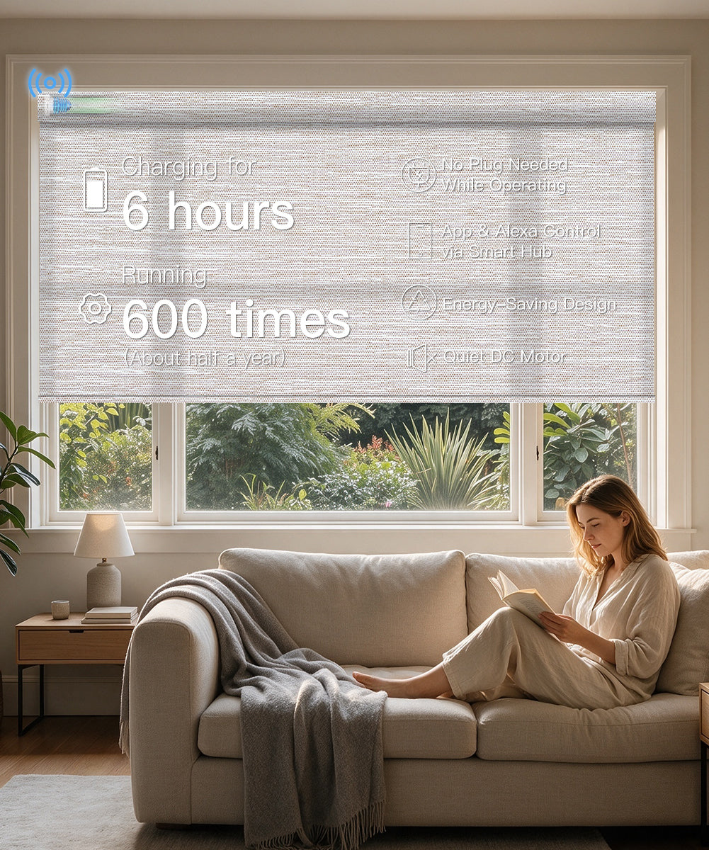 No-Drill Motorized Light Filtering Roller Shades - Charging