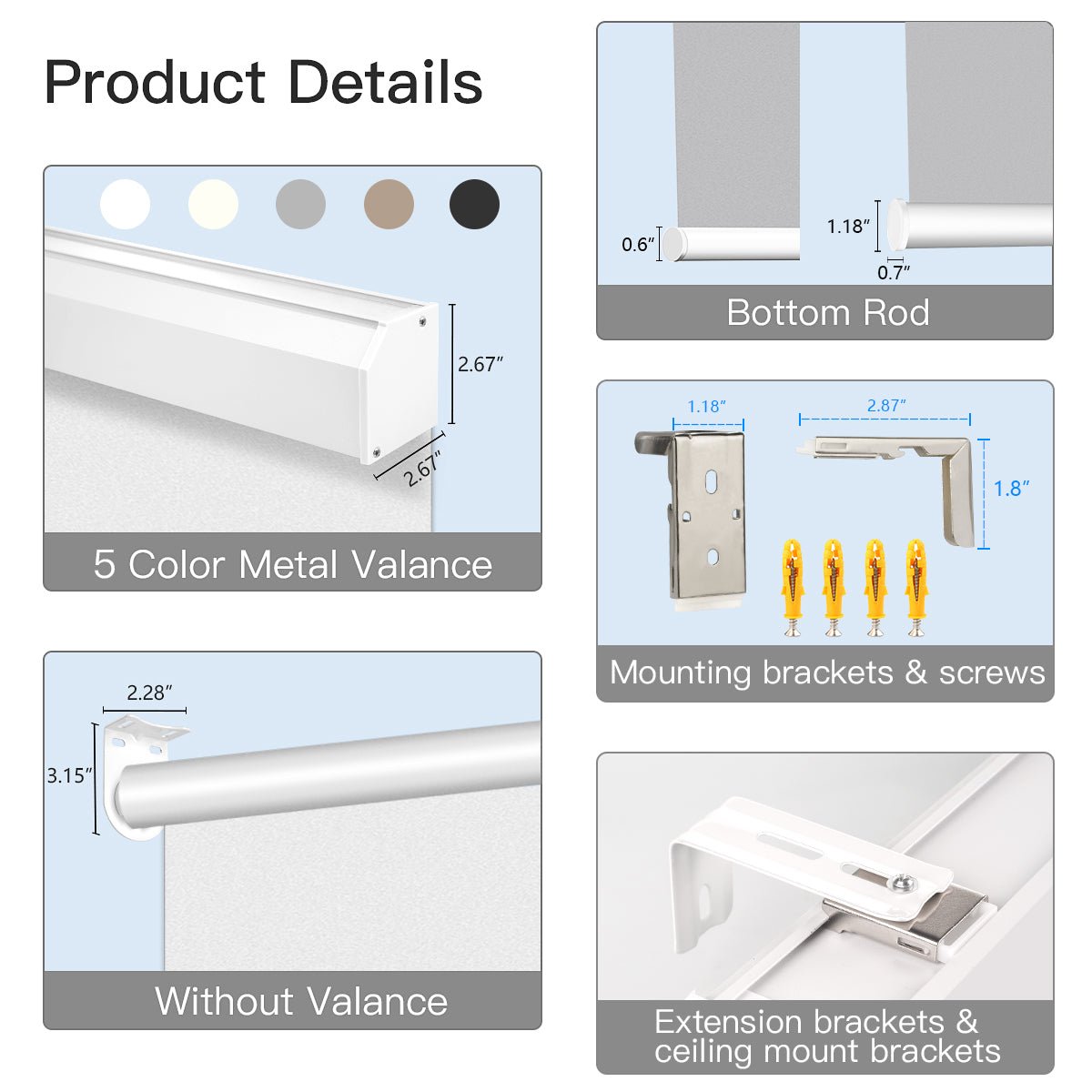 Manual Corded Light Filtering Roller Shades - Sheer White - Tokblind official