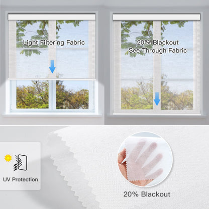 Manual Corded Light Filtering Roller Shades - Sheer White - Tokblind official