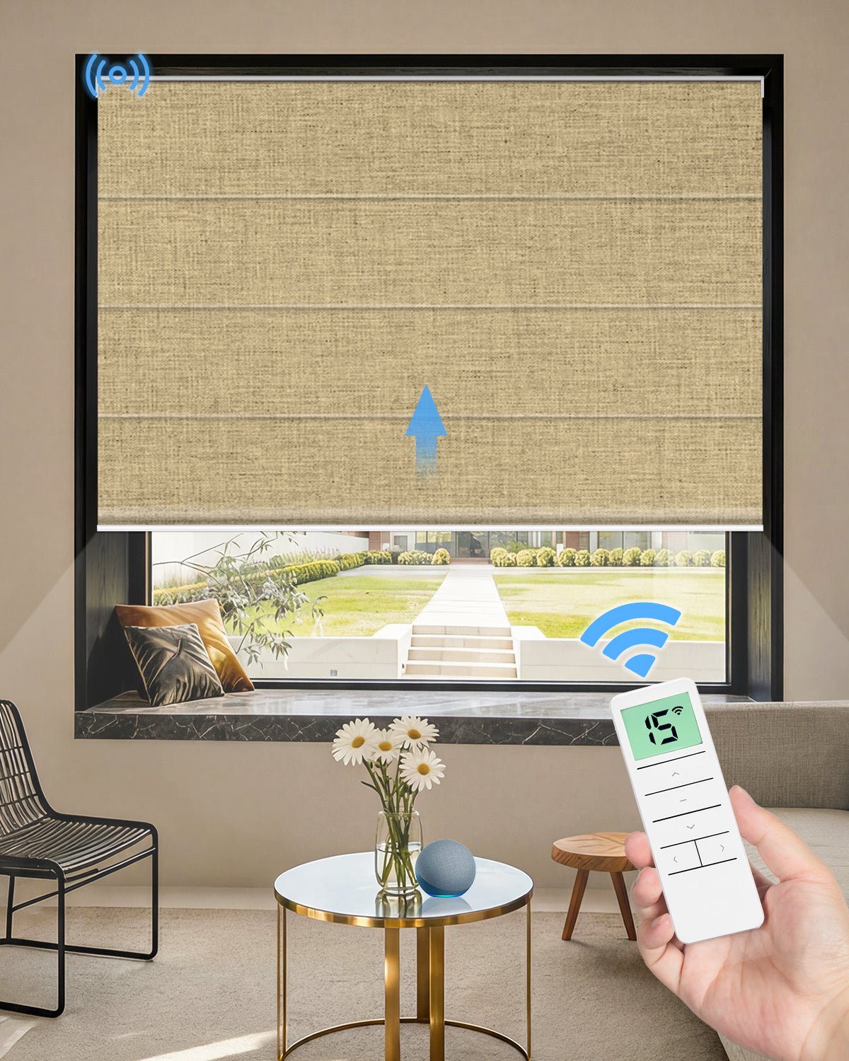 Motorized Blackout Roman Shades – Room Darkening, Custom Size - Tokblind