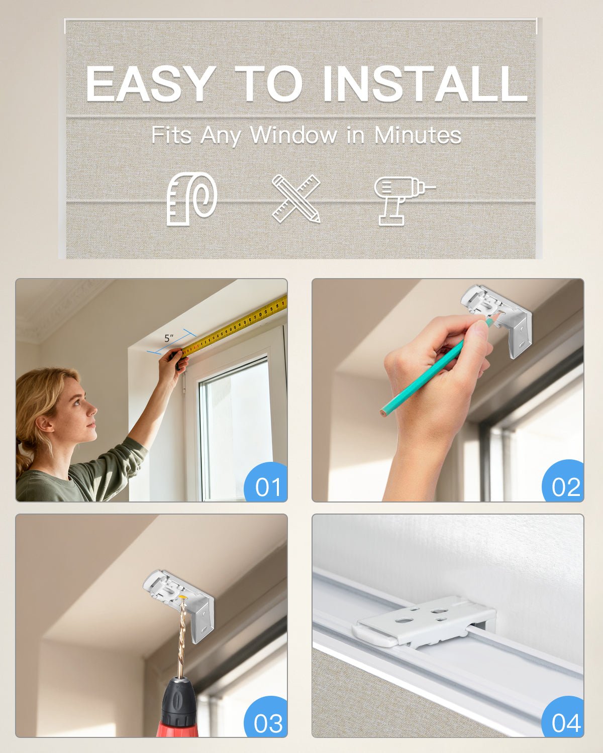 Motorized Blackout Roman Shades – Room Darkening, Custom Size - Tokblind