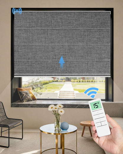 Motorized Blackout Roman Shades – Room Darkening, Custom Size - Tokblind