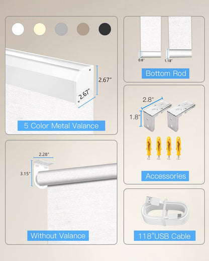 Motorized Light Filtering Roller Shades - Sheer White - Tokblind official