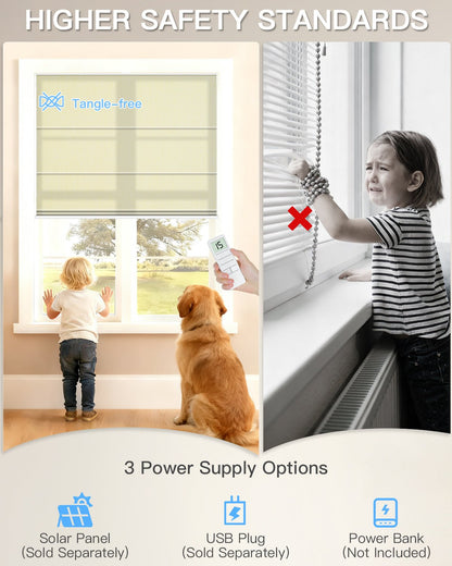 Motorized Roman Shades – Light Filtering, Customizable - Tokblind