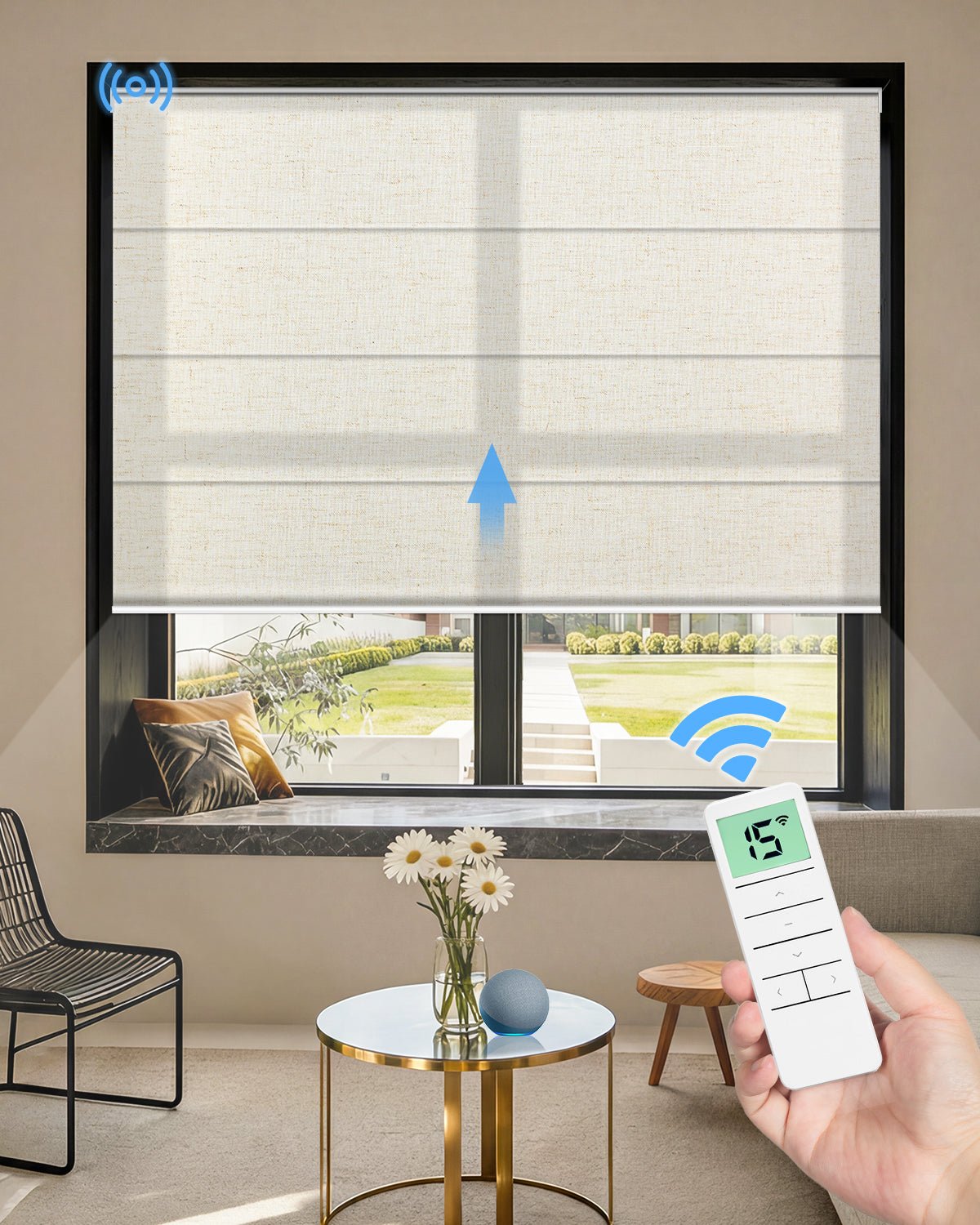 Motorized Roman Shades – Light Filtering, Customizable - Tokblind