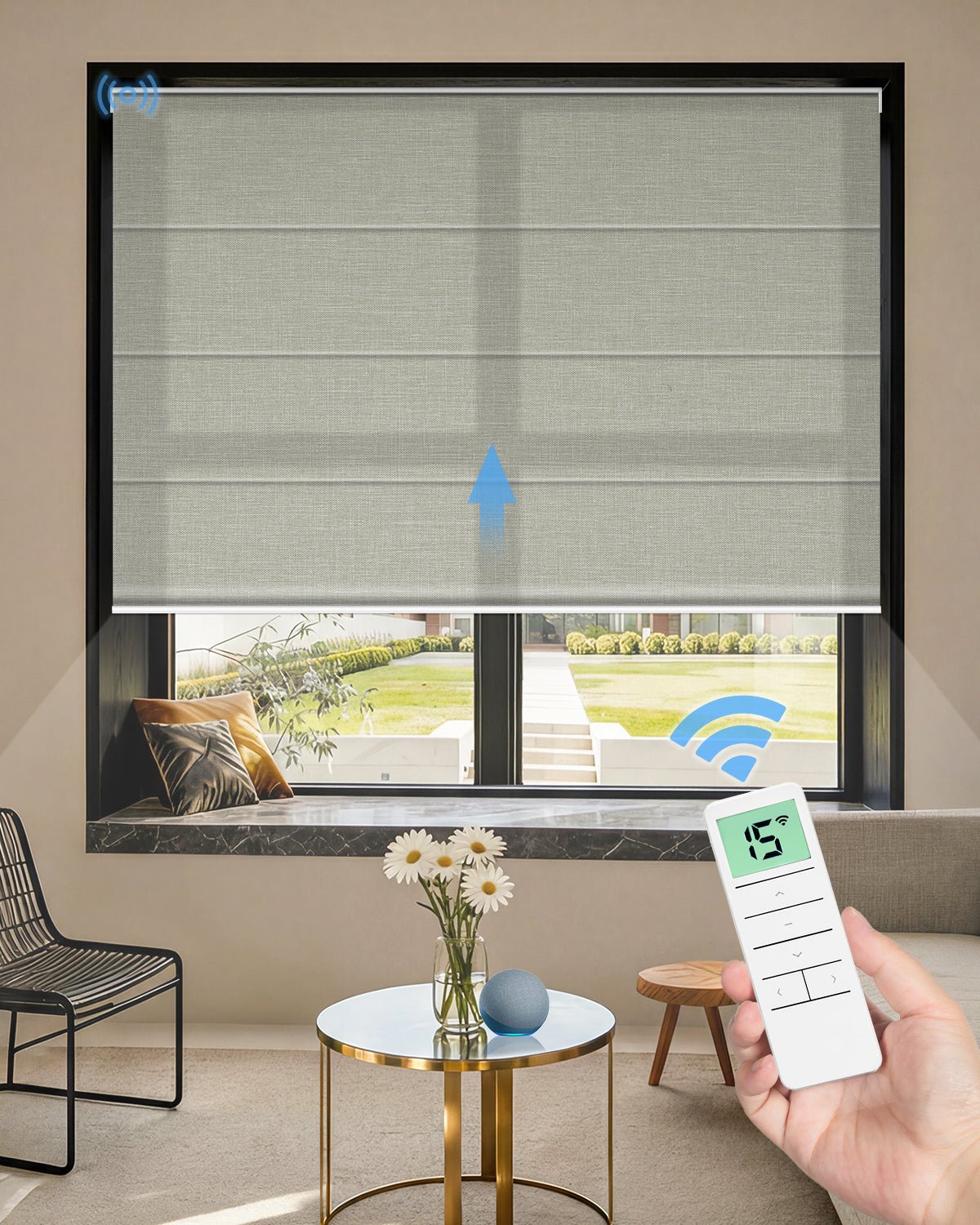 Motorized Roman Shades – Light Filtering, Customizable - Tokblind